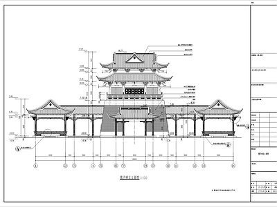 仿古建筑 仿古岭南建筑 仿古岭南观景楼 施工图