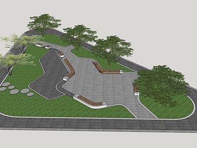 现代口袋公园 街口公园 三角公园 休闲场地