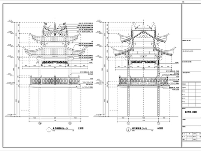 中式廊架 仿古岭南建筑亭廊 中式古典亭廊 施工图