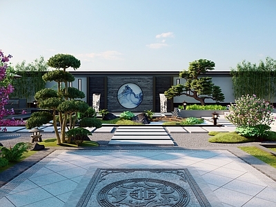 现代新中式屋顶花园 新中式庭院 休闲花园
