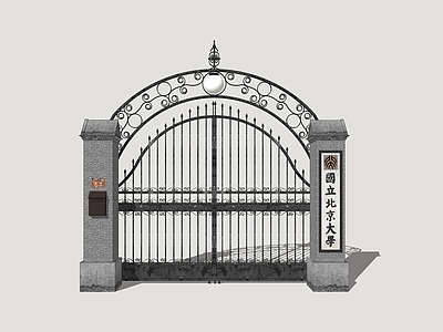 中式入口大门 铁艺门 年代铁门 入户大门 学校大门