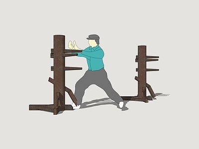 中式其他景观小品 木人桩 咏春拳 武术