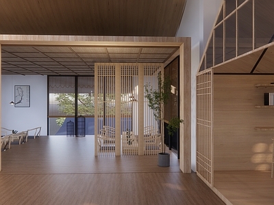 新中式其他休闲娱乐空间 新中式茶庄茶室书