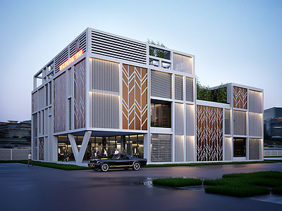 现代其他商业建筑 现代几何商业建筑 商场 独立店铺