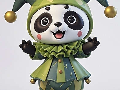 现代雕塑 小丑IP熊猫雕塑 景观小品 手办 商业美陈