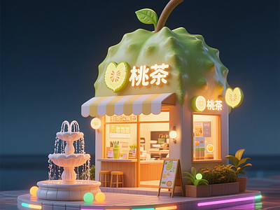 现代奶茶店 水果奶茶店 主题快闪美陈 商业街