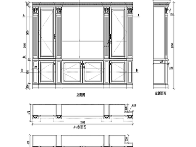 法式欧式柜子 法式书柜 施工图