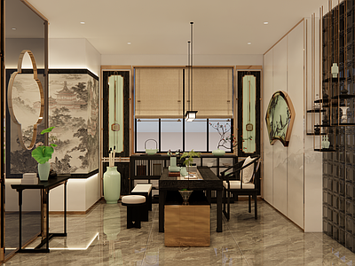 新中式现代中餐厅 新中式茶楼 新中式会所 新中式酒店大厅 新中式餐饮包厢 新中式茶室