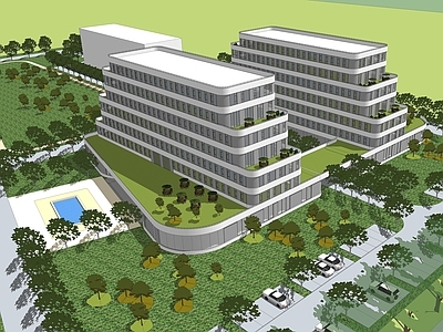 现代简约医院建筑 养老院