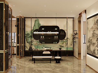 新中式现代中餐厅 新中式茶楼 新中式会所 新中式餐饮 新中式背景墙 新中式轻奢茶台