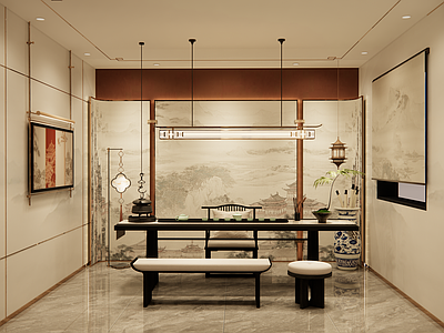 新中式轻奢中餐厅 新中式茶楼包厢 新中式餐饮包厢 新中式会所包厢 新中式茶饮包厢 新中式背景
