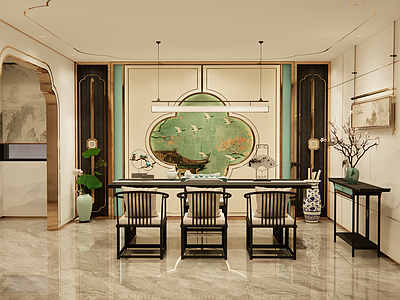 新中式轻奢中餐厅 新中式茶楼包厢 新中式棋牌包厢 新中式餐饮包厢 新中式会所包厢 新中式背景