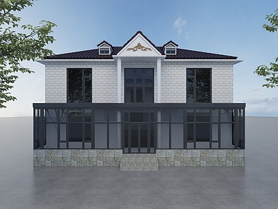 现代欧式别墅外观 独栋别墅 自建房玻璃窗 农村自建房别墅