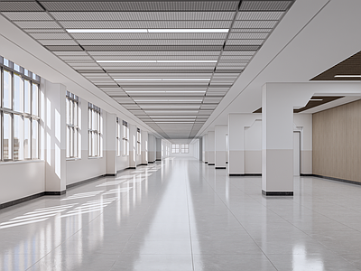 现代其他学校空间 学校大走廊 医院大走廊 展示走廊 连廊 大学走廊