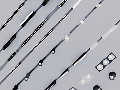 现代简约灯具组合 现代射灯 轨道灯 磁吸灯 斗胆灯 筒灯