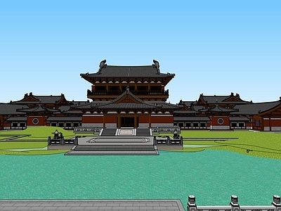 中式复古寺庙建筑 寺庙 古建