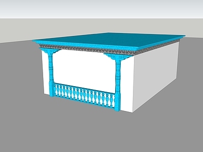 欧式风格建筑 柱子栏杆 伊犁蓝