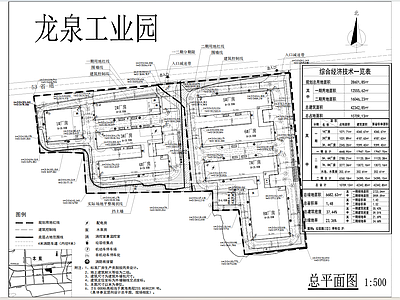 现代产业园建筑 龙泉工业园总图 施工图