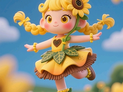 现代雕塑 向日葵小女孩 精灵仙子玩具 手办 美陈 景观小品