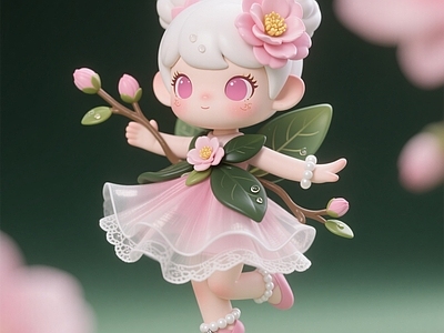 现代雕塑 山茶花小女孩 仙子精灵手办 桌摆玩具 商业美陈 景观小品
