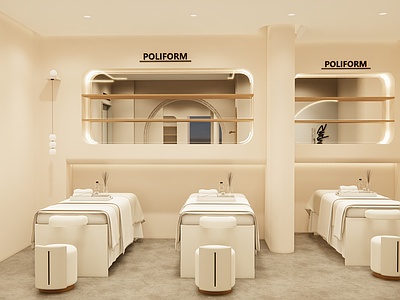 奶油现代美容院 美容院大厅 美容院房间 奶油风美容院 中古风美容院 现代美容院包厢