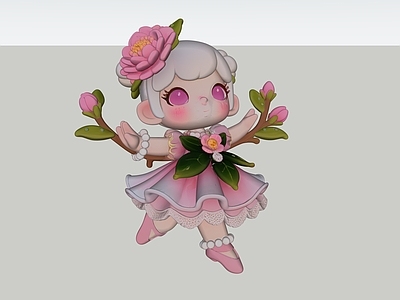 现代雕塑 山茶花小女孩 精灵仙子手办 桌摆玩具 商业美陈 景观小品