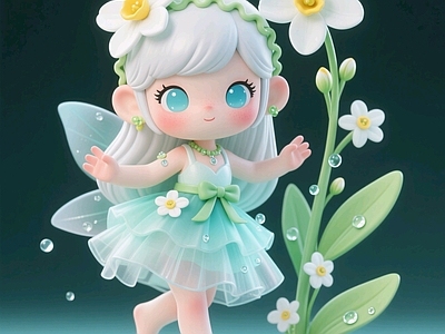 现代雕塑 水仙花ip小女孩 精灵仙子手办 景观小品 商业美陈 桌摆玩具