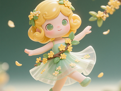 现代雕塑 桂花小女孩 精灵仙子手办 人物桌摆装饰品 商业美陈