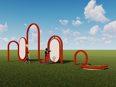 现代简约艺术装置 室外艺术装置 草坪雕塑 草坪标识牌 互动装置 网红打卡