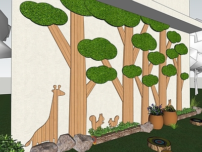 现代幼儿园 幼儿园户外文化墙