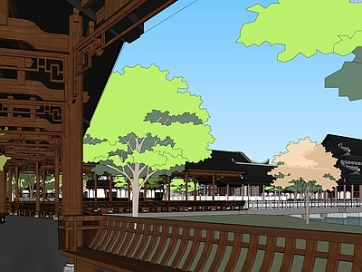 中式图书馆建筑 书屋
