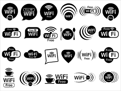 现代标识图库 WIFI信号标识 施工图