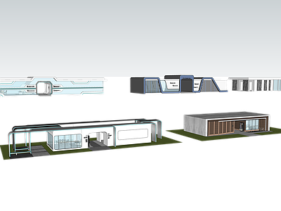 现代简约风格建筑 现代驿站 科技感驿站 驿站合集