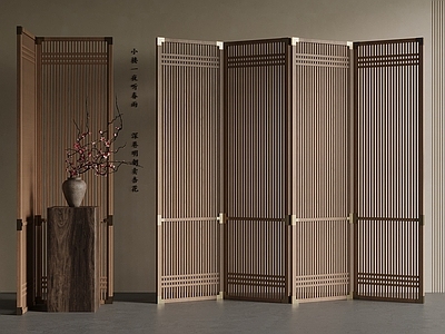 中古新中式屏风 木屏风 镂空屏风 隔断