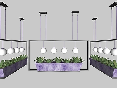 现代植物组合 球形吊灯 植物 盆景吊灯组合 装饰挂件