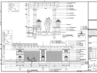 法式欧式廊架 欧式古典花架 弧形花架 单臂廊架 双排花架 施工图