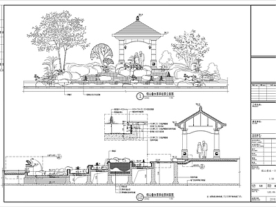 欧式法式亭子 欧式假山跌水景亭 施工图
