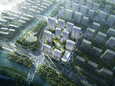 现代简约高层住宅 现代住宅 未来社区 高层住宅