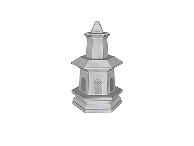 中式古建筑 六角塔