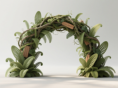 现代入口大门 生态植物入口大门 森林入口 肾蕨 仿生大门 商业美陈