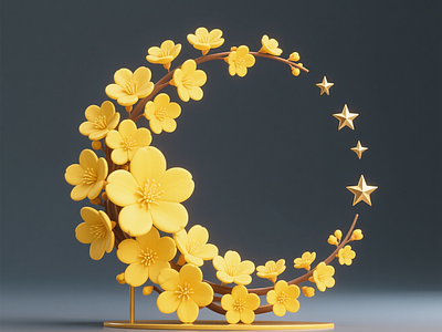 现代艺术装置 桂花装置 雕塑小品 商业美陈 花雕塑 月亮造型
