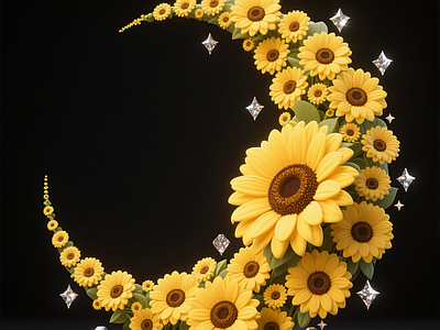 现代艺术装置 向日葵雕塑小品 花雕塑 月亮造型 商业美陈 装饰品