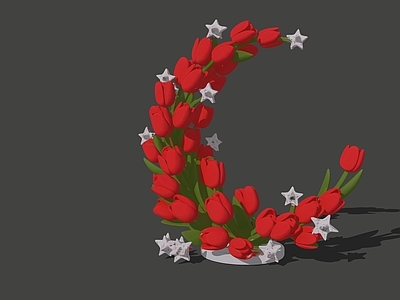 现代艺术装置 郁金香雕塑 花雕塑 商业美陈 月亮造型