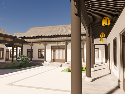 中式中古四合院 苏式四合院