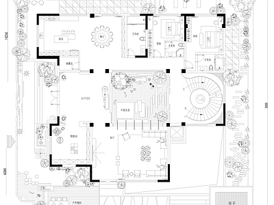 现代庭院 别墅庭院 别墅平面图 地下室别墅 私家庭院 施工图