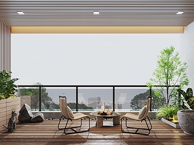 现代原木阳台 休闲阳台