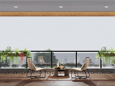 现代原木阳台 生活阳台