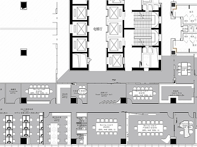现代整体办公空间 开放办公室 施工图