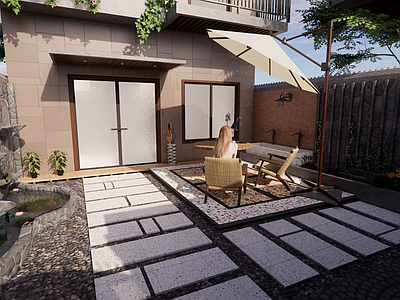 现代简约庭院小品 庭院 独居小院 小阳台 现代简约 loft公寓庭院