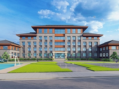 新中式风格建筑 特色新中式办公楼